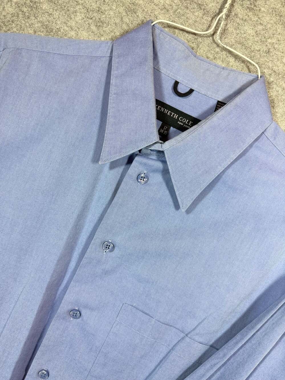Kenneth Cole New York Men's Long‎ Sleeve Button Down Shirt Blue Size 17 34-35